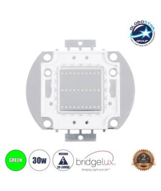 GloboStar® 73770 Υψηλής Ισχύος LED COB BRIDGELUX 30W 1500lm DC 20-24V - Μ5.5 x Π5.2 x Υ0.4cm - Πράσινο - 2 Χρόνια Εγγύηση